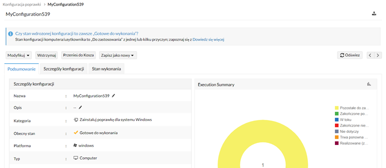 Dashboard gotowej konfiguracji w Vulnerability Manager Plus 