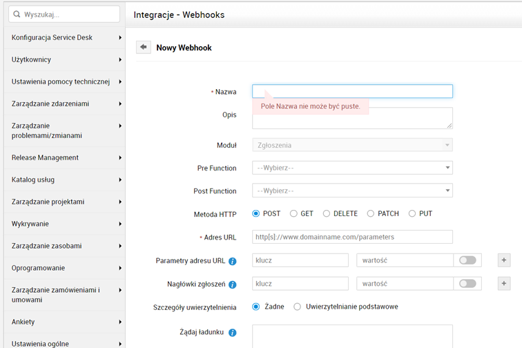 webhooks w ServiceDesk Plus 12000