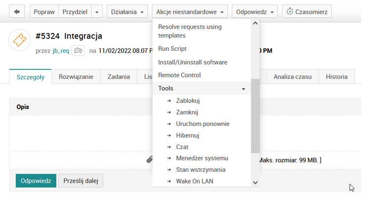 Screenshot Zarządzanie endpointami - integracja ServiceDesk Plus i Desktop Central