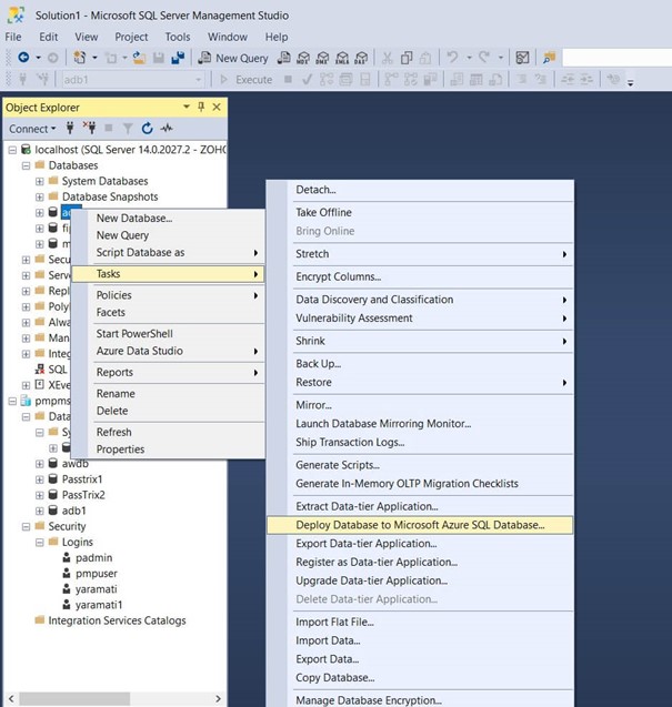 Azure MSSQL w PAM360