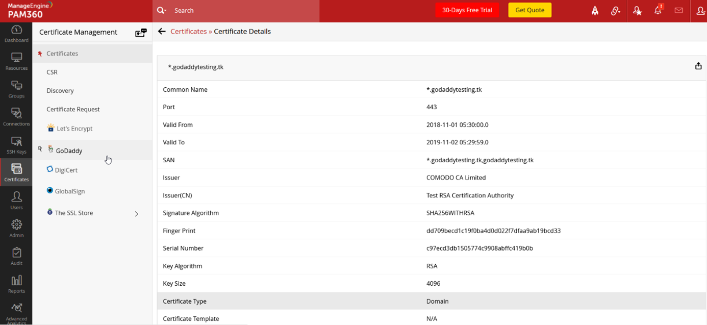 GoDaddy DNW w PAM360