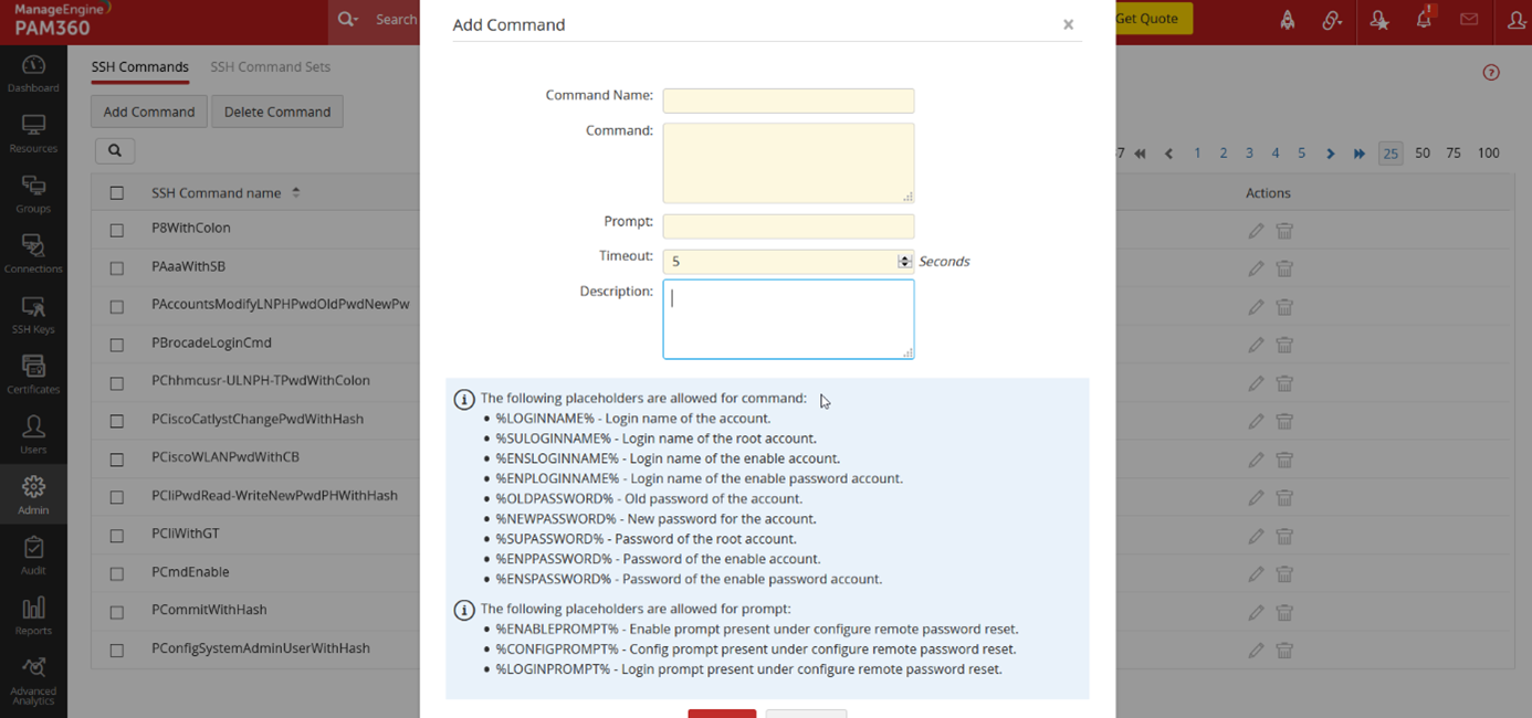 Terminal SSH w PAM360