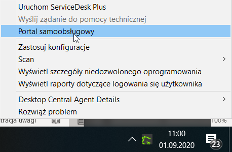 Portal samoobsługowy w systemie Desktop Central