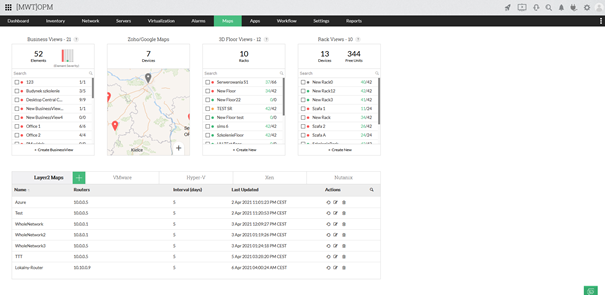 mapowanie sieci w OpManager