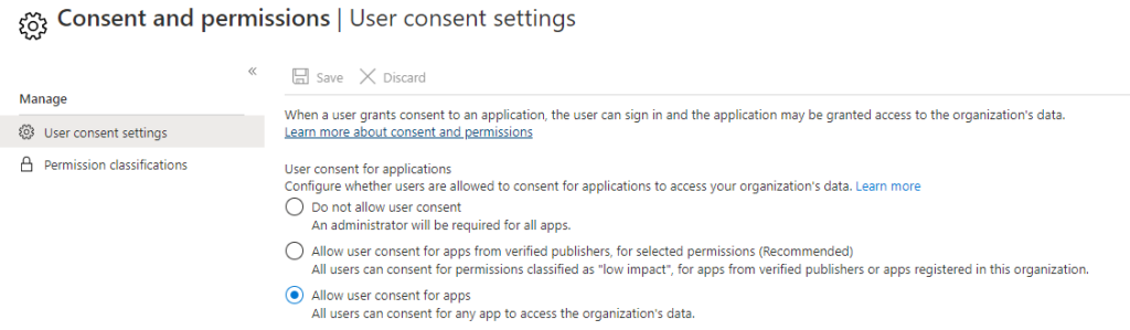 Ustawienia użytkownika Azure